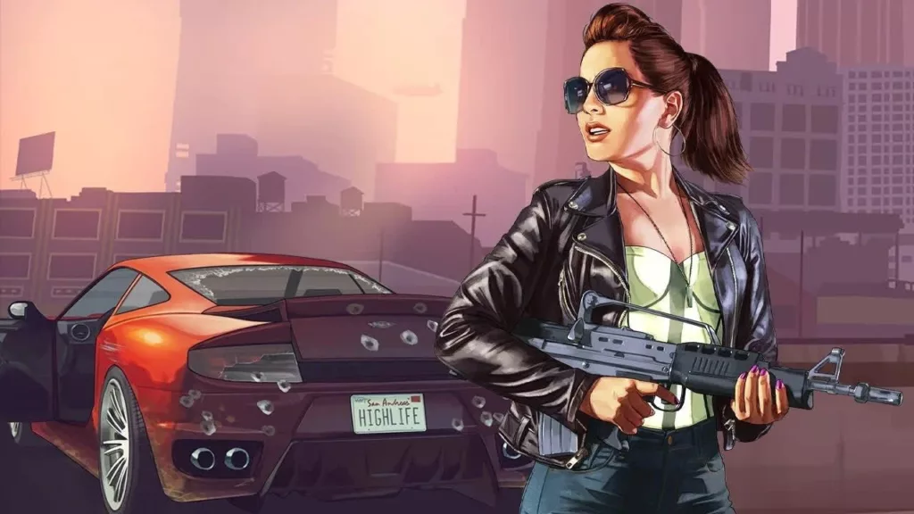 Фан арт женщины с оружием в GTA 6